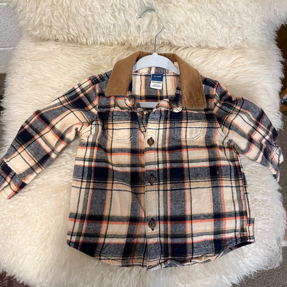 Old Navy baby, plaid button down shirt